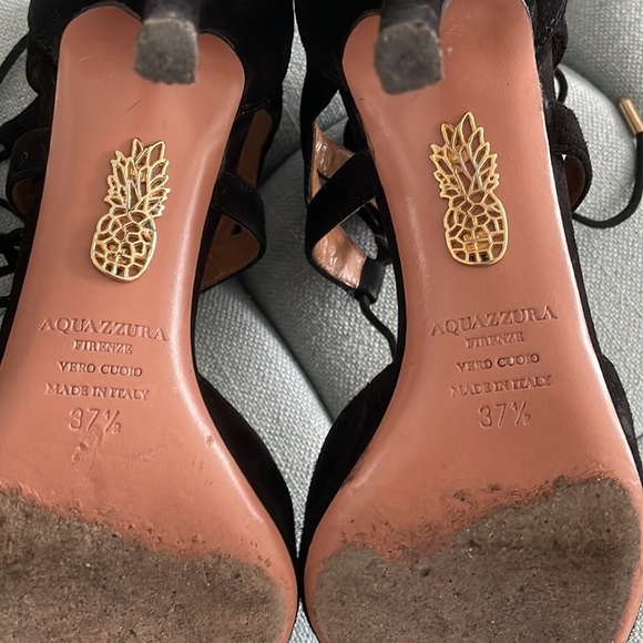 Aquazurra Belgravia 75 Black Suede Pumps - Picture 12 of 16